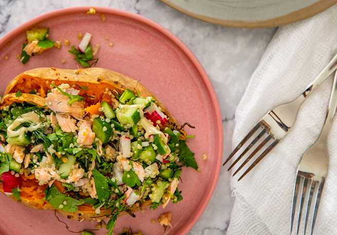 Histaminarme gefüllte Süßkartoffel